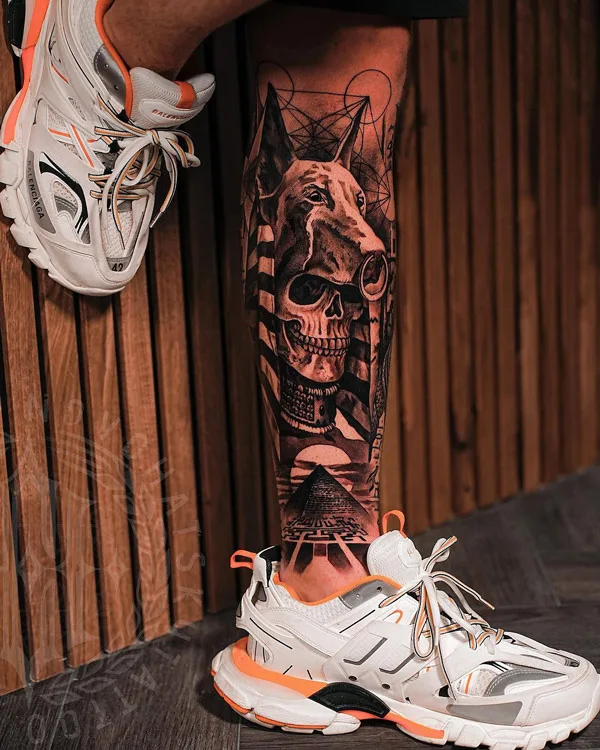 Anubis Leg Tattoo