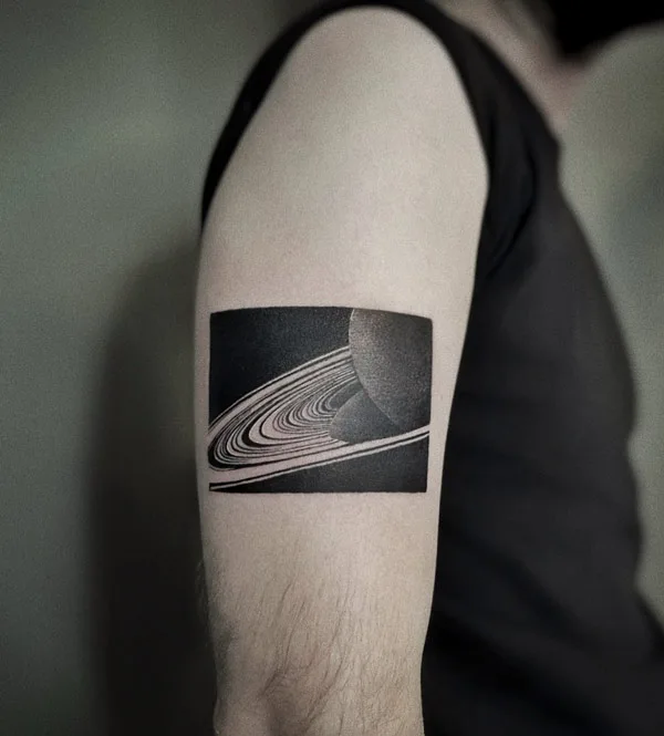 Blackwork Saturn Tattoo