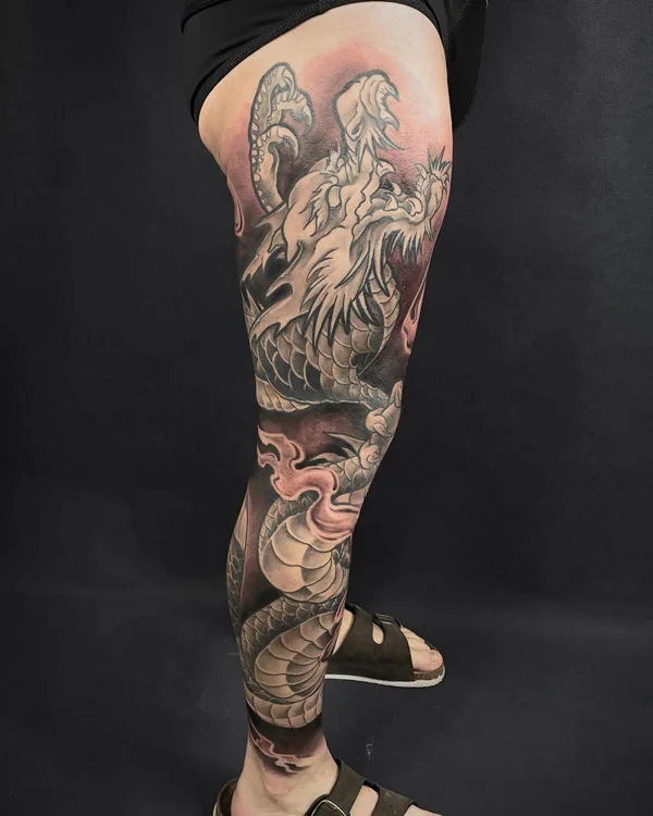 Dragon Leg Tattoo 2