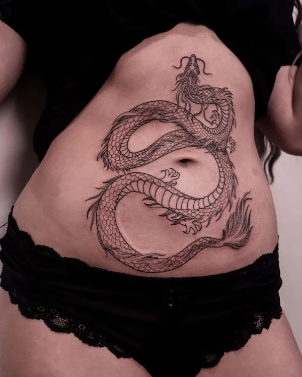 Dragon Stomach Tattoo