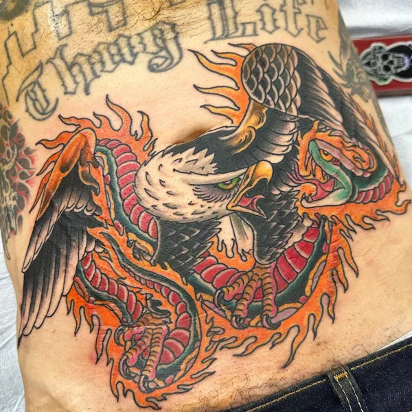 Eagle Stomach Tattoo