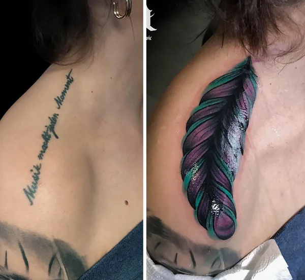 Feather Cover Up Tattoo