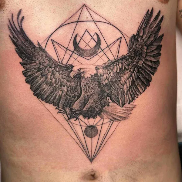 Geometric Hawk Tattoo