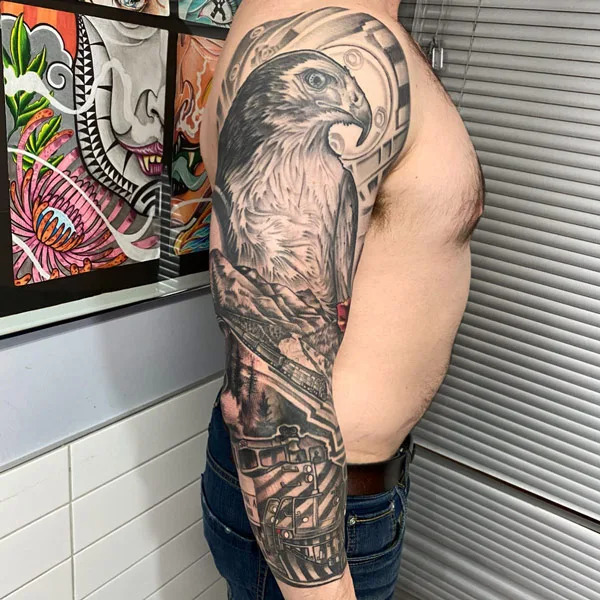 Hawk Sleeve Tattoo