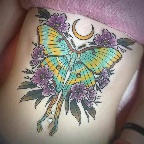 Moth Stomach Tattoo
