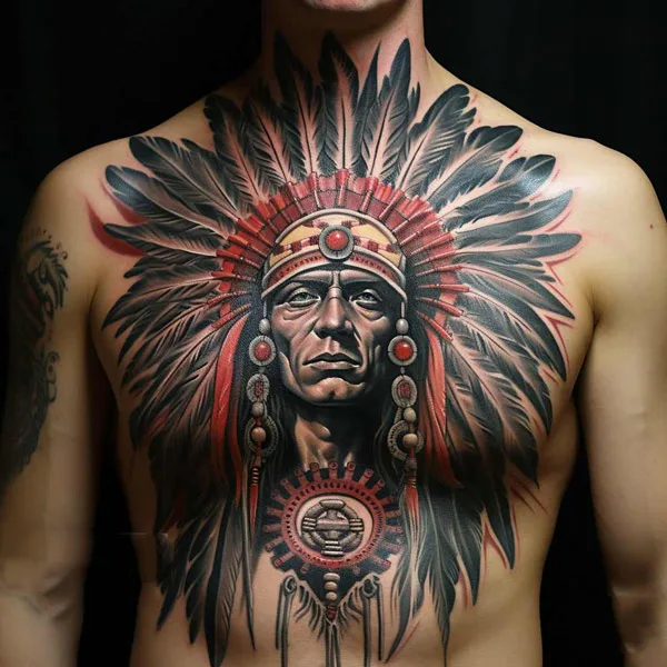 Native American Chest Tattoo