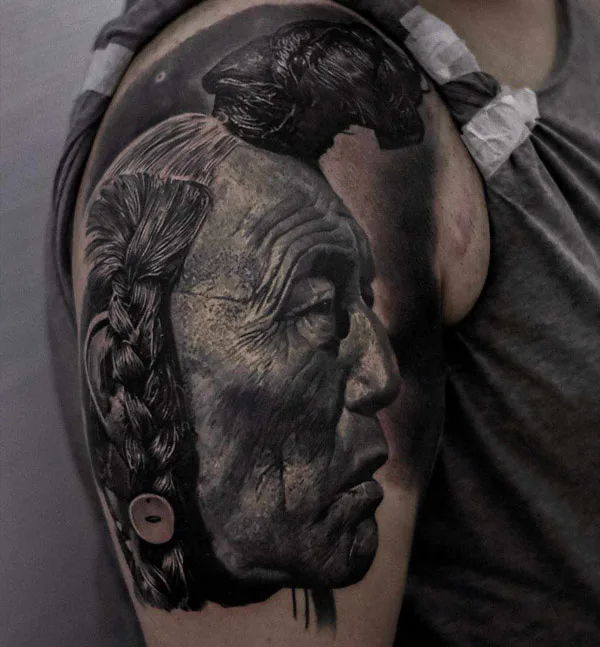 Native American Face Tattoo