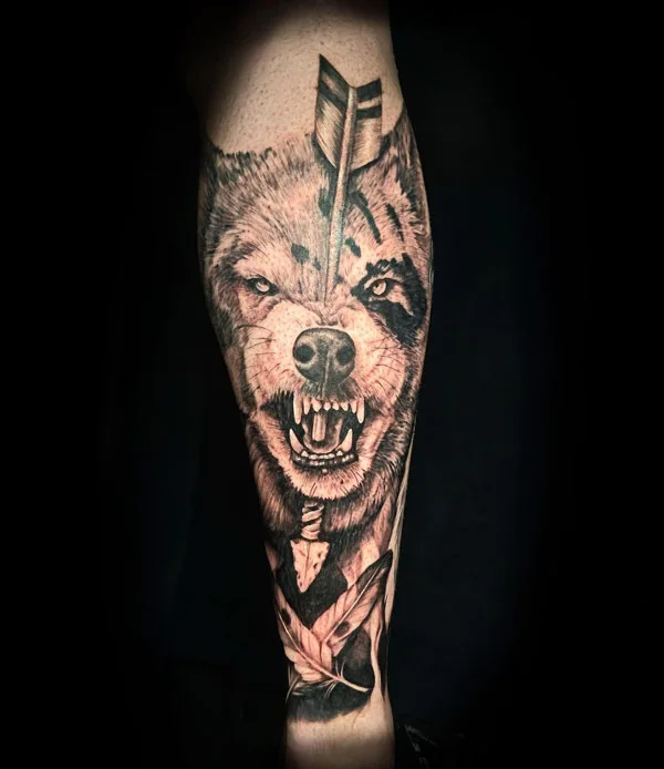 Native American Wolf Tattoo 3