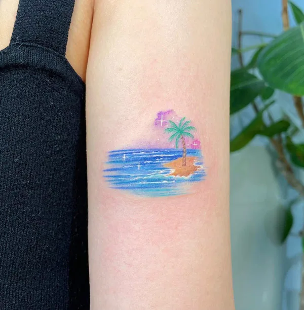 Palm Tree Ocean Tattoo