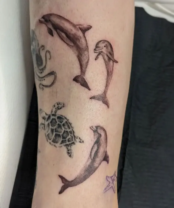 Realistic Dolphin Tattoo