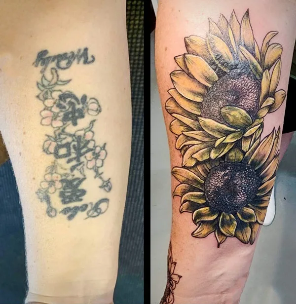 Sunflower Cover Up Tattoo