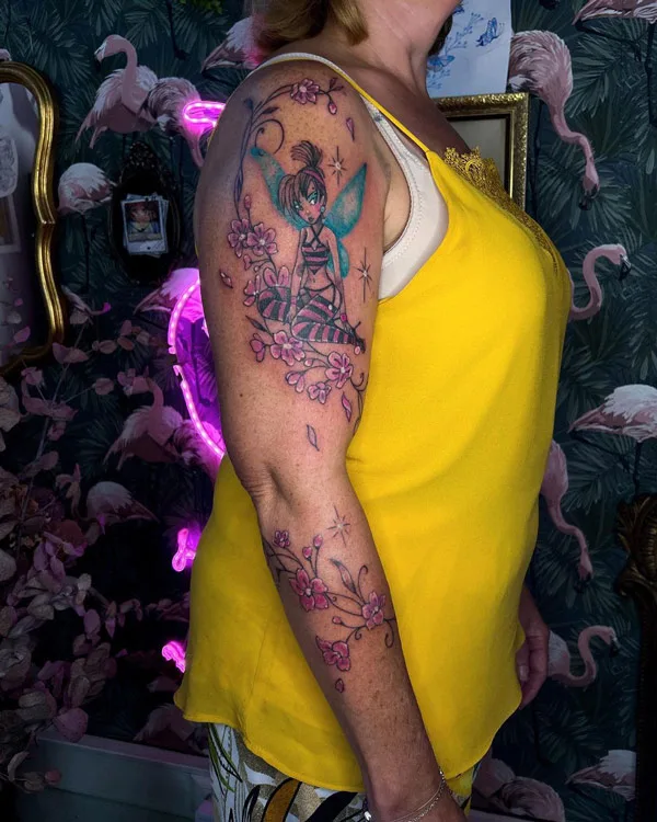 Tinkerbell Floral Tattoo