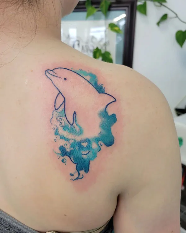 Watercolor Dolphin Tattoo