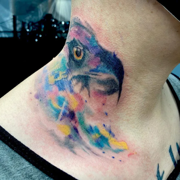 Watercolor Hawk Tattoo 2