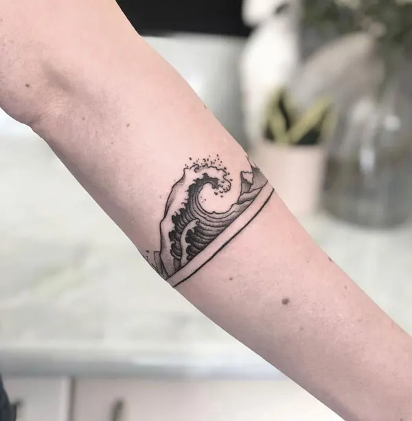 Wave and Mountain Tattoo 1
