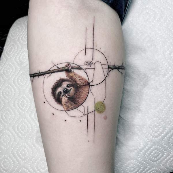 Geometric Sloth Tattoo