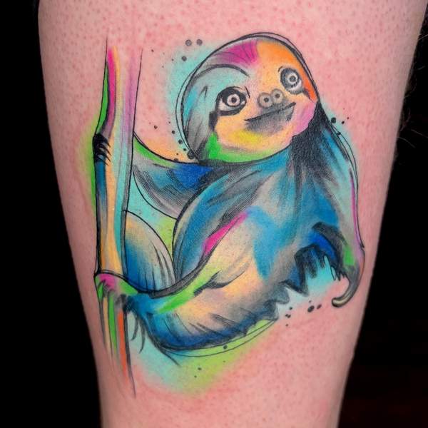 Watercolor Sloth Tattoo