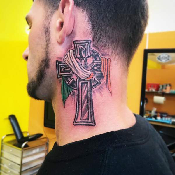 Celtic Cross Neck Tattoo
