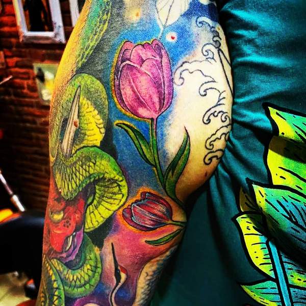 Realistic Tulip Tattoo