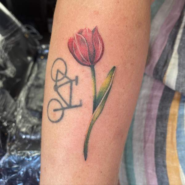 Red Tulip Tattoo 1