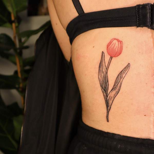 Red Tulip Tattoo 2