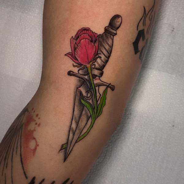 Tulip And Dagger Tattoo