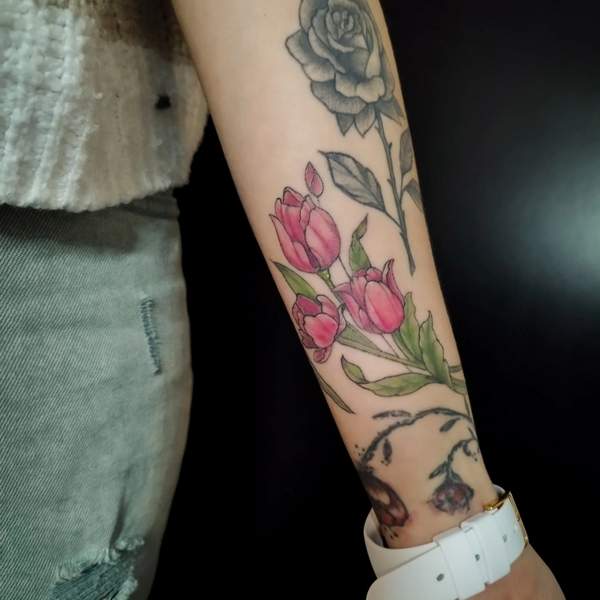 Tulip Forearm Tattoo