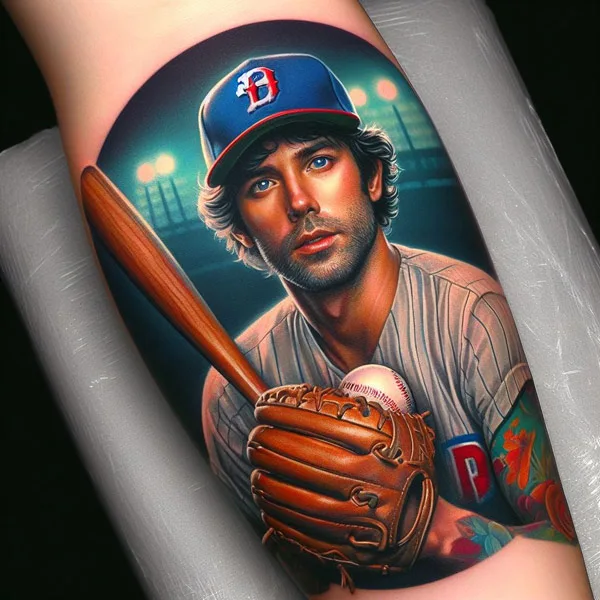 Portrait Baseball Tattoo