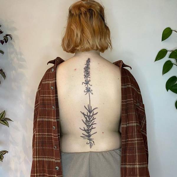 Spine Lavender Tattoo