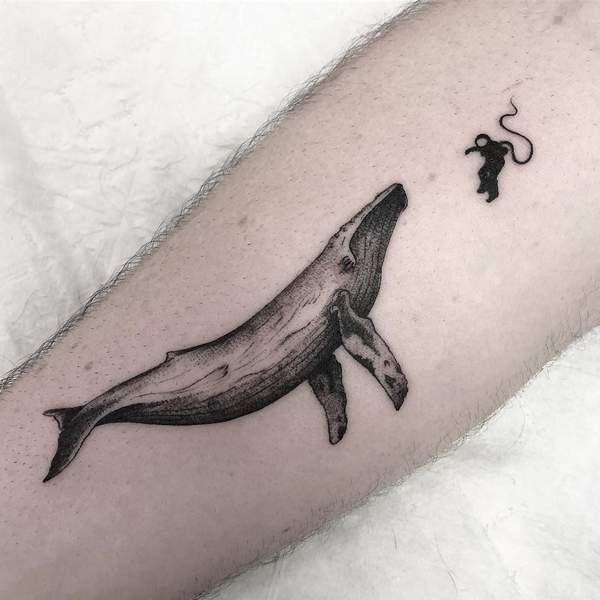 Whale And Astronaut Tattoo