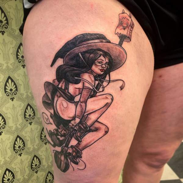 Witch Pin-Up Tattoo