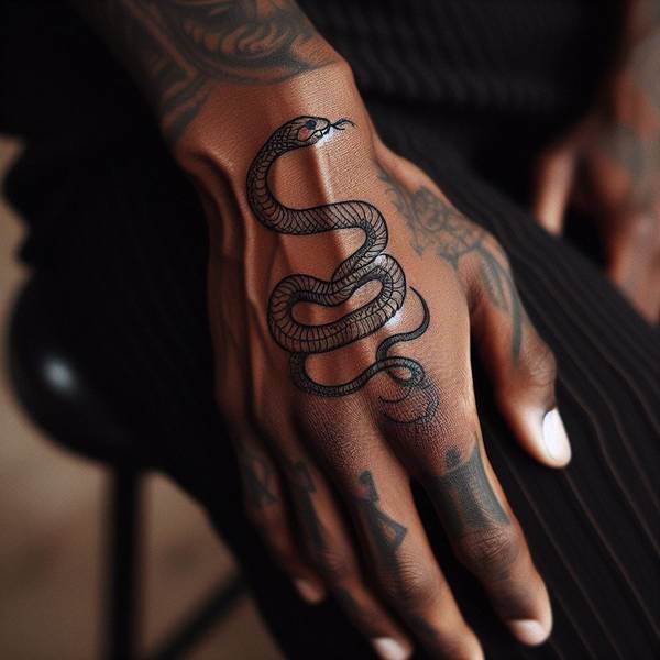 Snake Tattoo On Hand